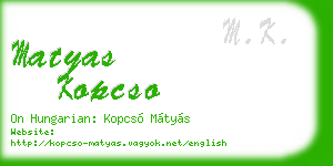matyas kopcso business card